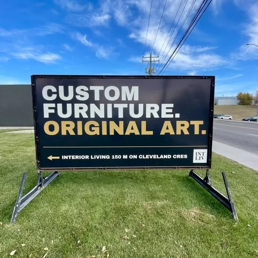 Comparison showing a cluttered portable sign with too much text next to a clean, easy-to-read sign layout
