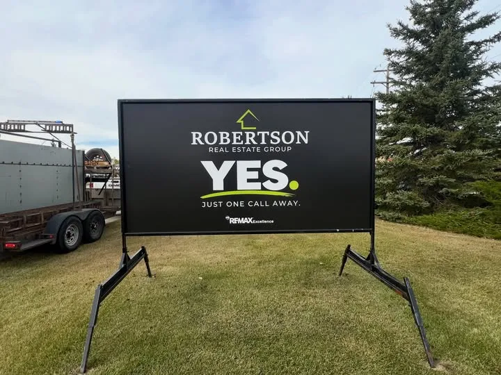 Durable, high-resolution full-color graphic print on a weather-resistant portable sign substrate